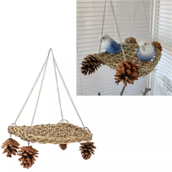 Bird Seagrass Swing Toys Safe Healthy Hand Made Relieve Boredom Bird Foraging