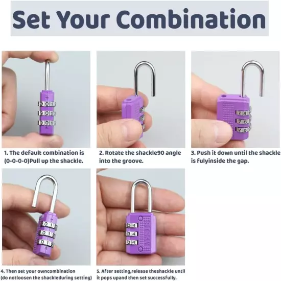 SISAV 3 Digit Combination Lock,Gym Padlock,Outdoor Padlock,Suitable for School L