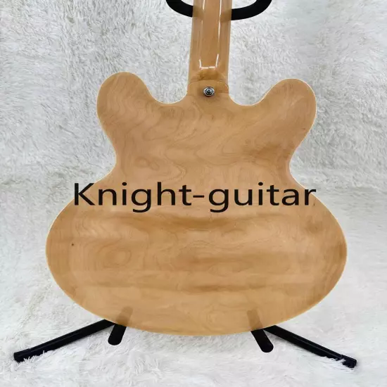 Factory Made Natural ES-335 Semi-Hollow Electric Guitar Chrome Part Maple Neck