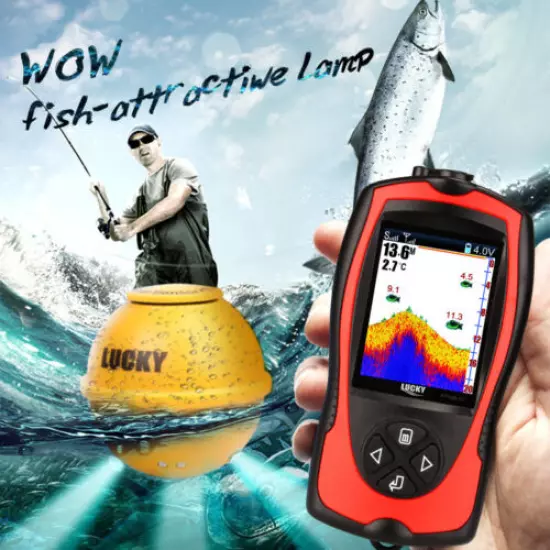 Lucky FF1108-1CWLA 45m Wireless/Sonar Rechargeable Fish Fishing Finder funshare