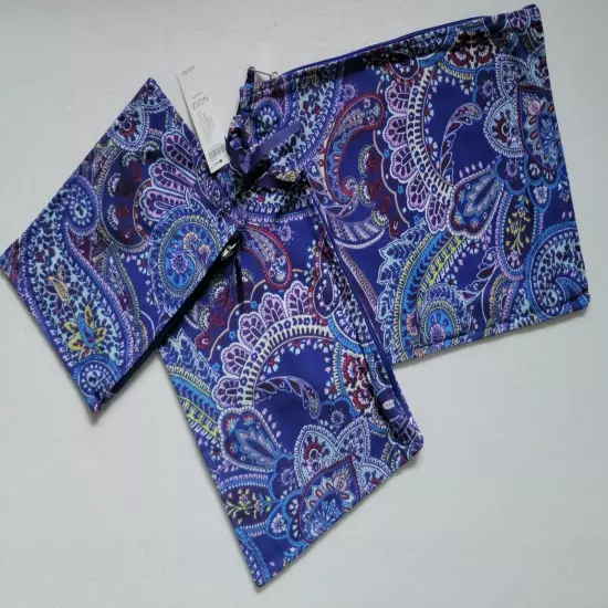 NWT CHICO'S COSMETIC TRAVEL MAKEUP POUCH Set of 3 PAISLEY PRINT TOP ZIP MULT