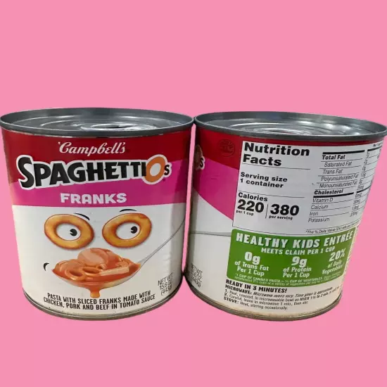 Spaghetti-O’s Spaghettios with Franks Hot Dogs DISCONTINUED BB 7/20/24, 2 Cans