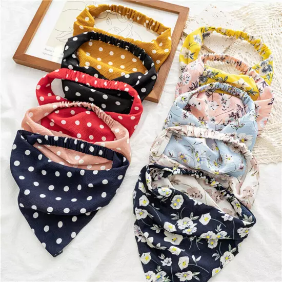 Women Stretch Turban Bandana Head Wrap Boho Floral Elastic Hair Band Hair Scarf