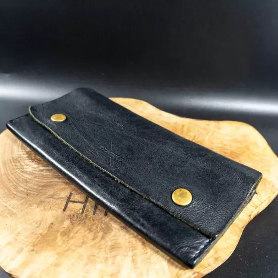 Rychter D Handmade Mens Womens Leather Wallet Card Holder Wallet Black