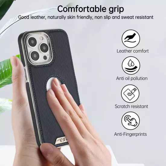 For iPhone 16 Pro Max 15 14 13 12 11 Carbon Fiber Magnetic Plating Mag-Safe Case