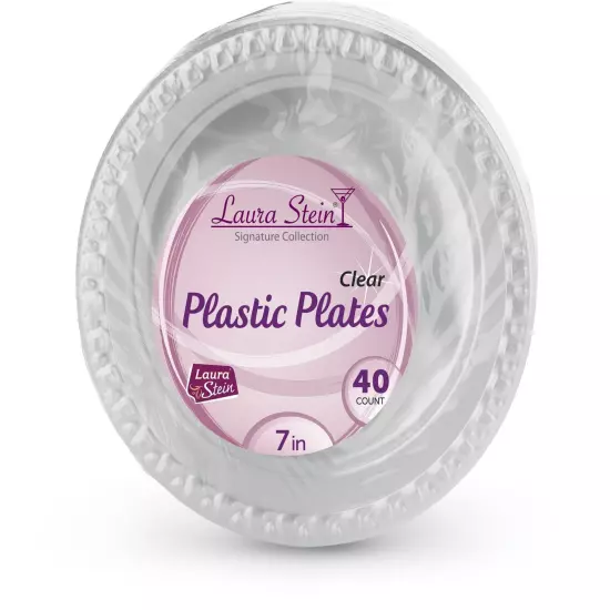 480 Count -7 Inch Plates Laura Stein Premium Heavy Weight Crystal Clear Dispo...