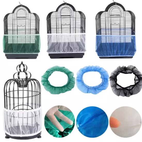 3pcs Receiver Seed Protector Mesh Bird Parrot Soft Easy Clean Bird Cage Cover