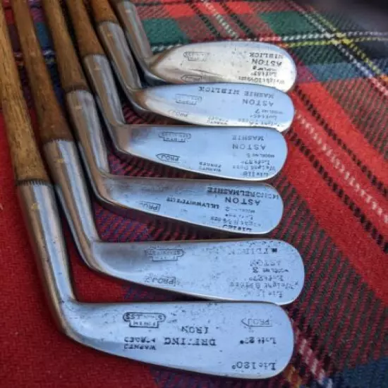 Matching play set ASTON hickory golf irons 