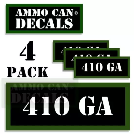 410 GA Ammo Can Decals Ammunition Ammo Can Labels 3"x1.15" Vinyl 4-pack