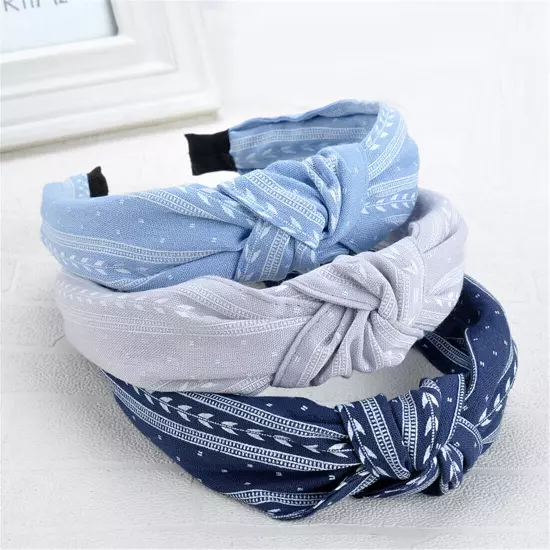 Ladies Print Head Hoop Headband Middle Cross Knotted Hairband Hair Accessories ღ