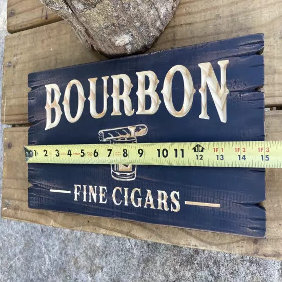 Cigar Bar Whiskey Bar Bourbon Saloon Wood Sign Carved Rustic Tavern Antique Look