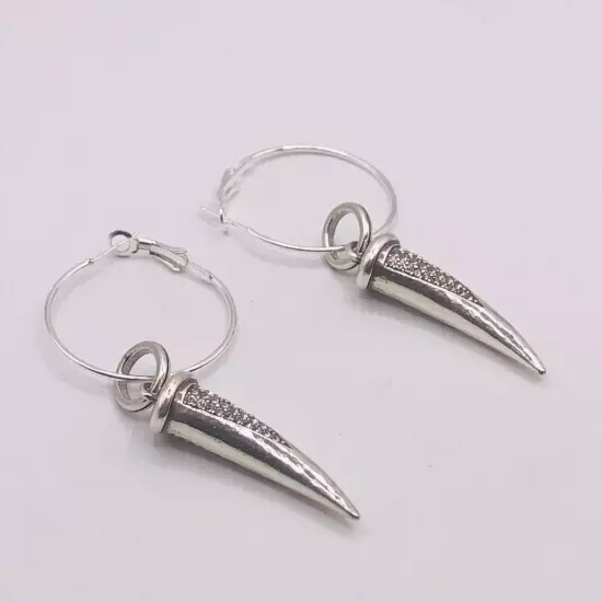 Brighton horn crystal earrings on non brighton hoops NWOT