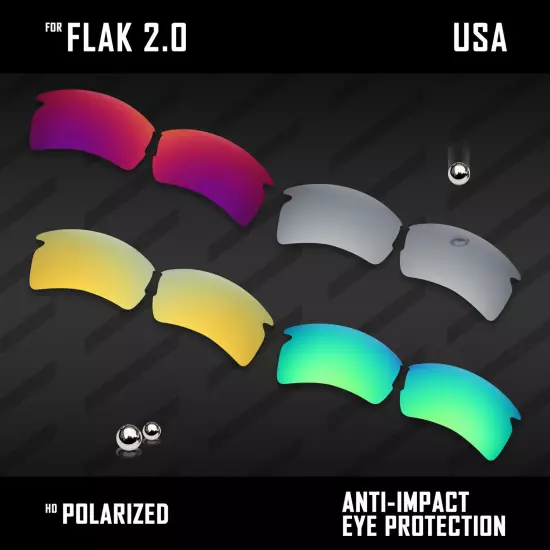 Anti Scratch Polarized Replacement Lenses for-Oakley Flak 2.0 OO9295 Options