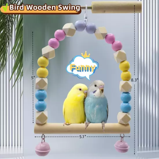 8 PCS Bird Cage Accessories Parakeet Toys Bird Supplies Parrot Perches Swings...