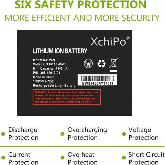 XCY W-9 4340Mah Replacement Battery for AT&T Unite Explore 815S, Verizon Jetpack