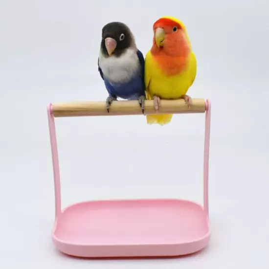 LUOZZY 2Pcs Bird Training Stand Wooden Bird Stand Toys Tabletop Bird Perch Sh...