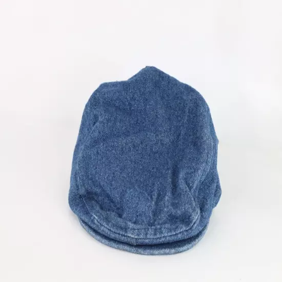 Vtg 60s Union Made Distressed Denim Jean Newsboy Cabbie Hat Cap Blue Small USA