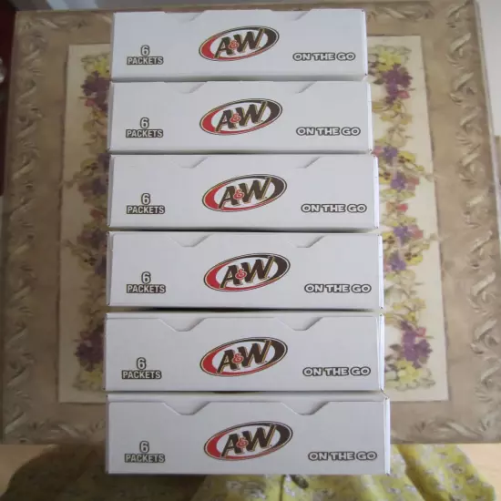 A&W Root Beer On the Go Drink Mix Singles 6 Box 36 Pkt Total Sugar Free 8/25 Exp