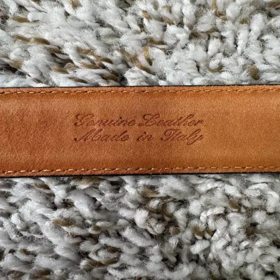 Brooks Brothers Brown Silver Made in Italy Genuine Leather Belt 36W