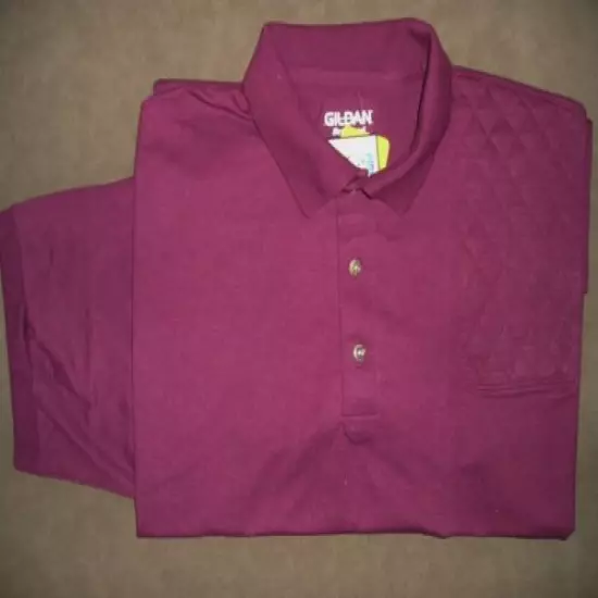 LARGE LH Trap/Skeet Pad MAROON 50/50 Dryblend POLO Shooting Shirt/Gildan 