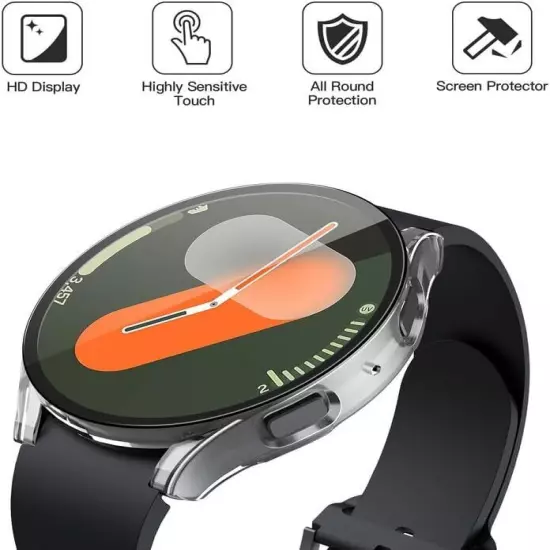 For Samsung Galaxy Watch 7 6 5 4 Tempered Glass Protector Screen Case Full Cover