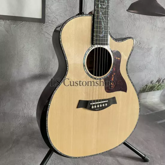 Solid Spruce Top PS14 Electric Acoustic Guitar Flower Inlay Rosewood Fretboard