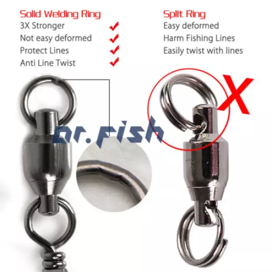 Ball Bearing Snap Swivels Coastlock 26-500Lb Black Nickel Lure Connector Tackle