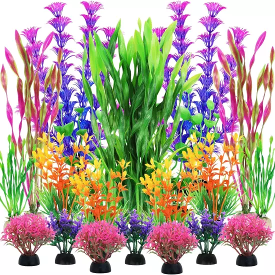 Fish Tank Decorations Plants 20pcs Aquarium Decorations Plants Plastic Fish