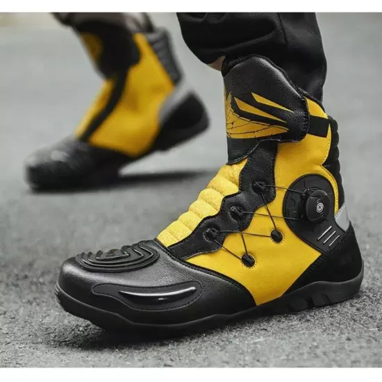 High Top Durable Motorcycle Boots Men Breathable Soft Racing Shoes Riding Boots