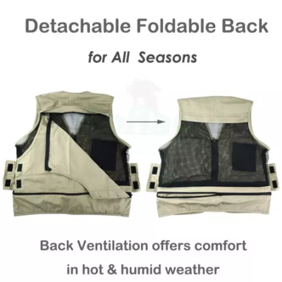 Safari Photo Vest Travel Hiking Fishing Camping Hunting Director Video Vest - S