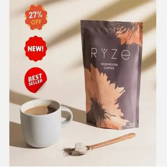 Ryze Mushroom Coffee Organic New 30 SERVINGS FREE SHIPPING SAME DAY With Spoon