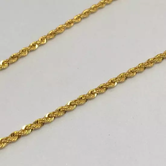 18K Solid Gold Rope Chain Necklace Men Women - Genuine 18k Gold - All Sizes