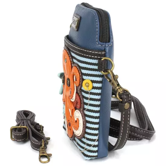 NEW CHALA OCTOPUS BLUE STRIPE CELL PHONE CROSSBODY PURSE ADJUSTABLE STRAP