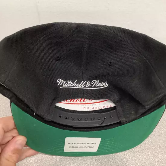 Mitchell & Ness Branded Essential Black Snapback Hat Cap New