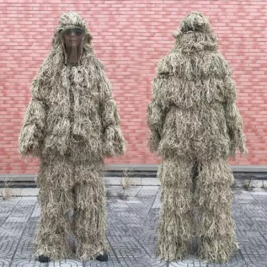 Desert Jungle Camo Ghillie Suit Tactical Camoflage Suit for Hunting Birdwatching