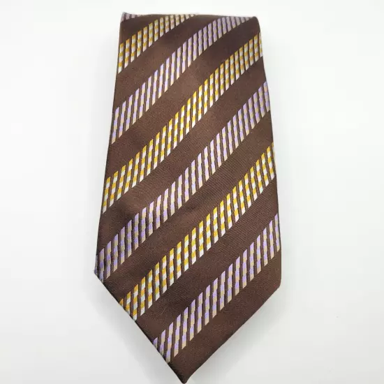 Brown Diagonal Stripe Silk MATTARAZI uomo Handmade Classic Necktie with Tags