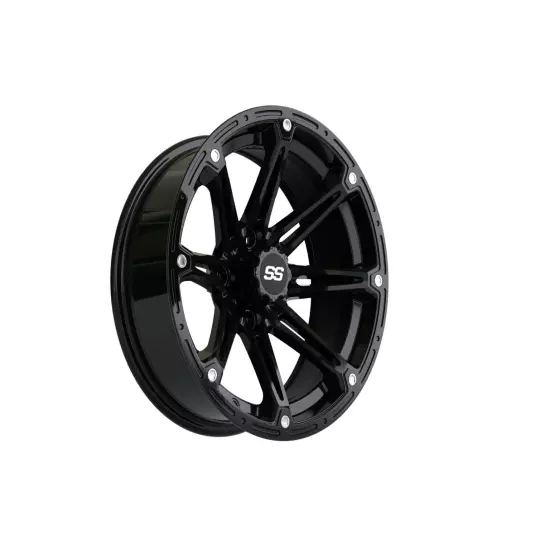 Set of 4 GTW 14" Element Gloss Black Golf Cart Wheels on 19" Street Tires