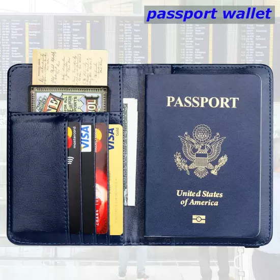 Passport Holder Wallet Cover for Men Women Family Metal US Badge Passport Case