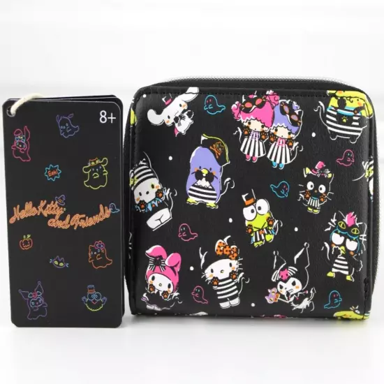 LOUNGEFLY HELLO KITTY AND FRIENDS HALLOWEEN COSTUMES MINI ZIPPERED WALLET NEW