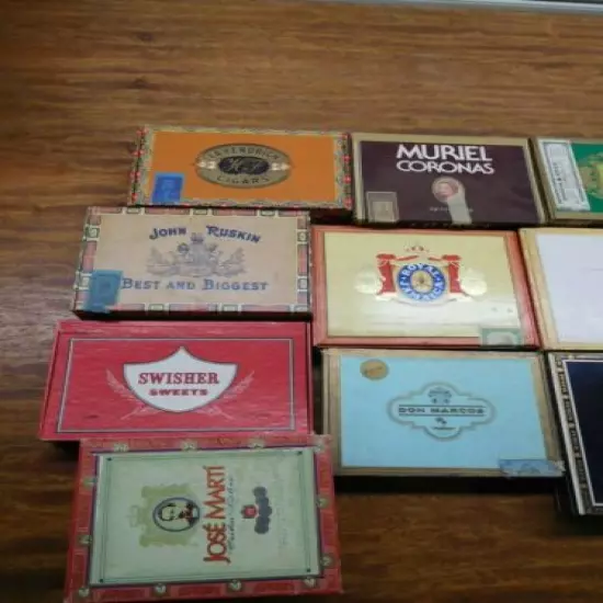 17 Classic Cigar Boxes ~ Some Wood ~ Only $10 each!