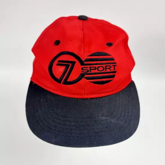 Vintage Channel 7 Sport 90s Red Black Cap Hat Adjustable Retro Finals AFL 