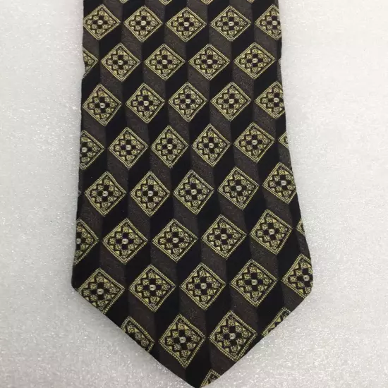 Valentino Italy Black Gray Beige Diamond Silk Tie Men's Classic 3.8" x 55"