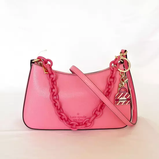 KATE SPADE Madison Convertible Crossbody Blossom Pink Bag Charm NWT 