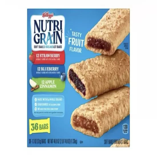 Kelloggs Nutri Grain Bars Variety Snack Flavors (36 Count) FREE Shipping