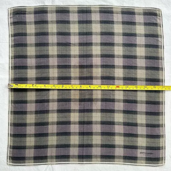 Set of 4 Handkerchief Vintage Cotton Striped & Ckeck Plaid Art Pocket Square 18"