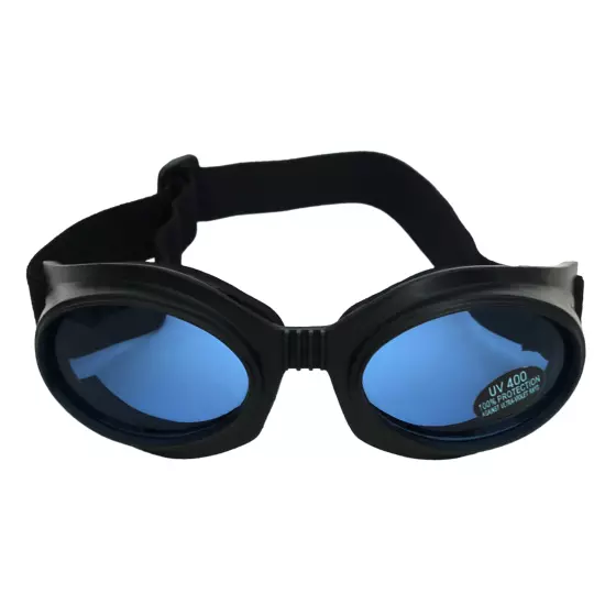 Gothic Industrial Cyber Goth Punk SciFi Anime Cosplay Blue Lens Black Goggles