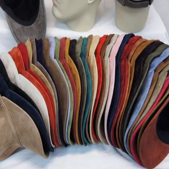 100% REAL GENUINE LAMBSKIN SUEDE LEATHER Baseball Cap Hat Sport Visor 36 COLORS