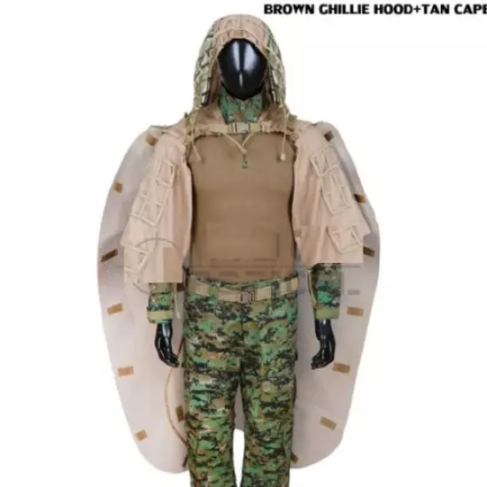 Cotton Tactical Sniper Ghillie Hood Back Cape Hunting Airsoft Paintball Military