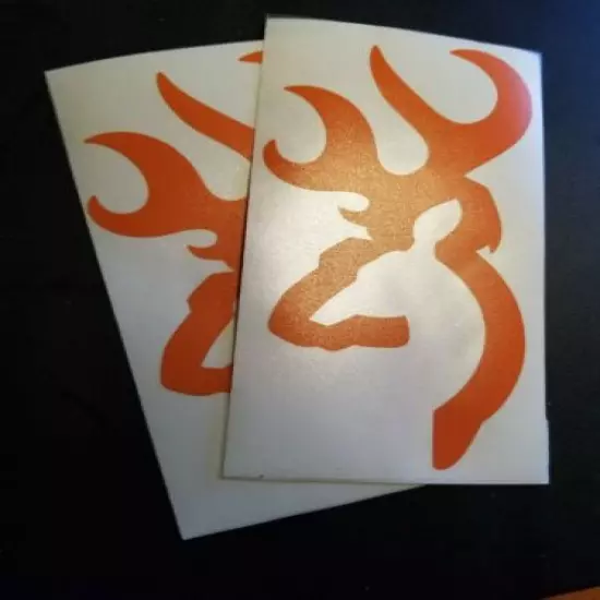 Browning Buckmark 3"x6" Orange 3M 7yr vinyl decal. You get 2.