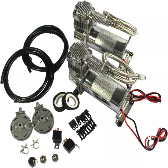 New 12 Volt Dual Chrome 440C 200 PSI Air Compressor Kit 440C